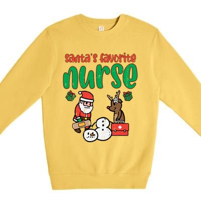 Santas Favorite Nurse Christmas Xmas Nursing Scrub Top Gift Premium Crewneck Sweatshirt