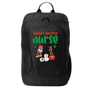 Santas Favorite Nurse Christmas Xmas Nursing Scrub Top Gift City Backpack