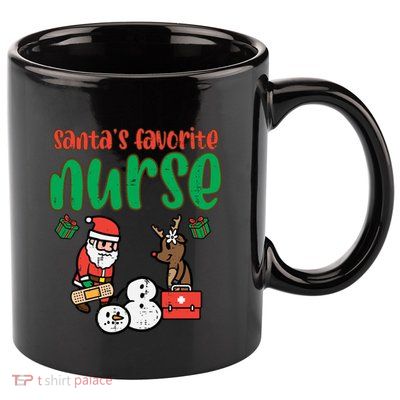 Santas Favorite Nurse Christmas Xmas Nursing Scrub Top Gift 11oz C Handle Ceramic Mug