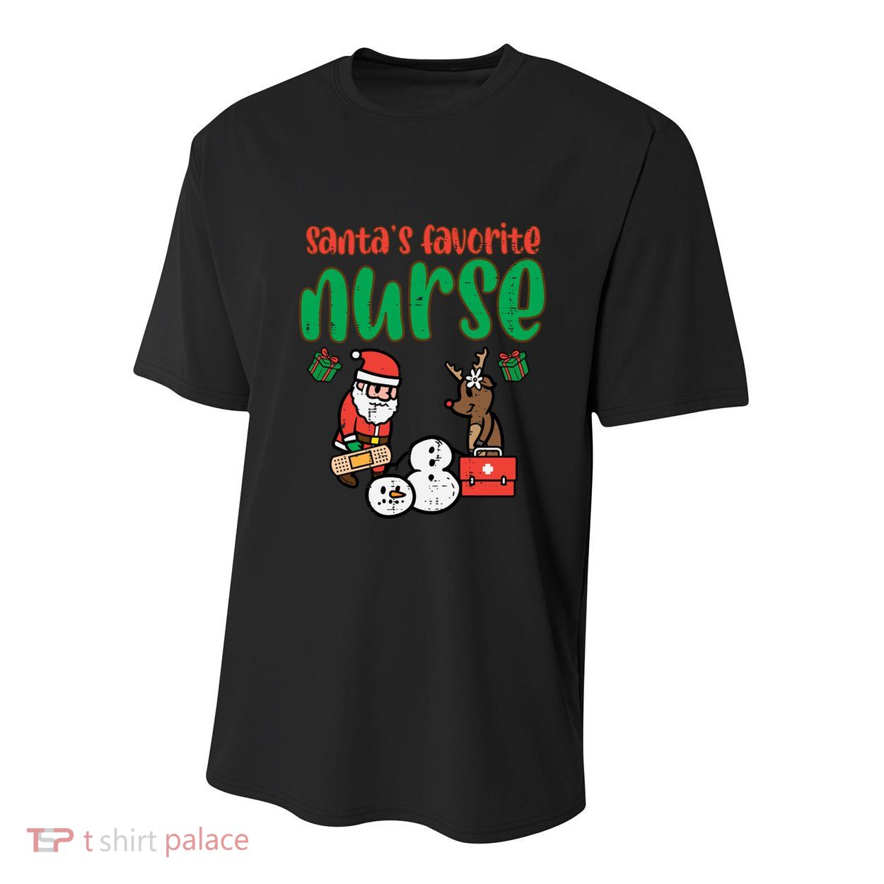 Santas Favorite Nurse Christmas Xmas Nursing Scrub Top Gift Youth Performance Sprint T-Shirt
