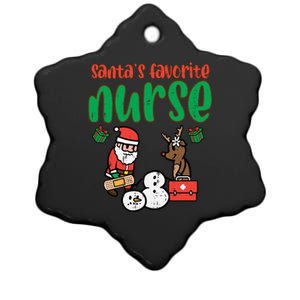 Santas Favorite Nurse Christmas Xmas Nursing Scrub Top Gift Ceramic Star Ornament