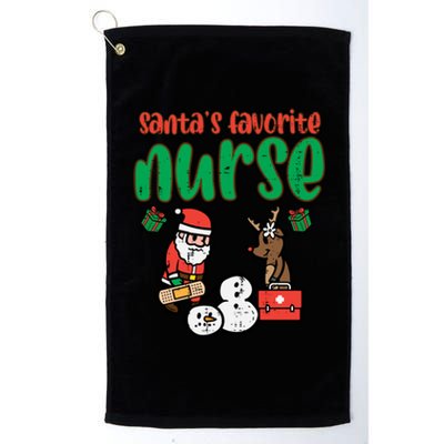 Santas Favorite Nurse Christmas Xmas Nursing Scrub Top Gift Platinum Collection Golf Towel