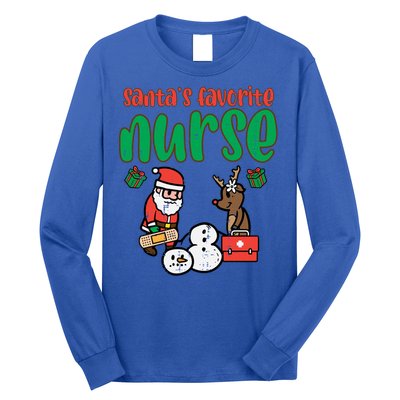 Santas Favorite Nurse Christmas Xmas Nursing Scrub Top Gift Long Sleeve Shirt