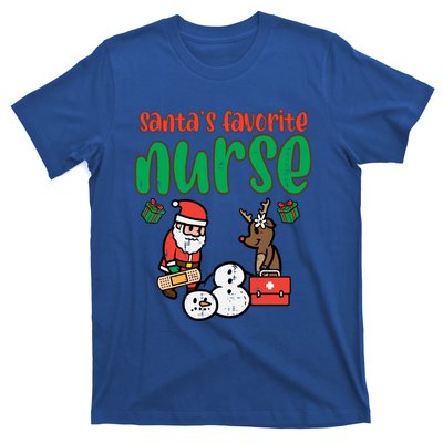 Santas Favorite Nurse Christmas Xmas Nursing Scrub Top Gift T-Shirt