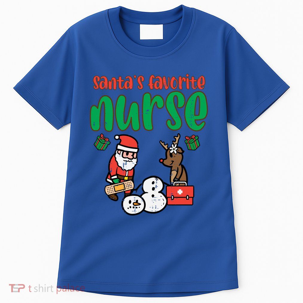 Santas Favorite Nurse Christmas Xmas Nursing Scrub Top Gift Tall T-Shirt