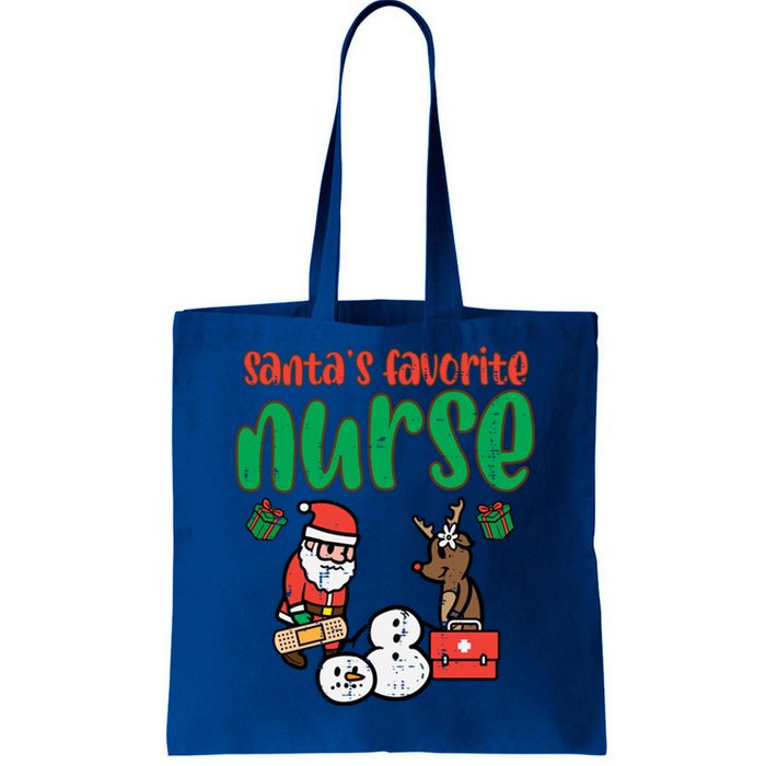 Santas Favorite Nurse Christmas Xmas Nursing Scrub Top Gift Tote Bag