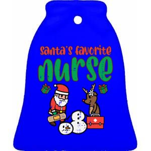 Santas Favorite Nurse Christmas Xmas Nursing Scrub Top Gift Ceramic Bell Ornament