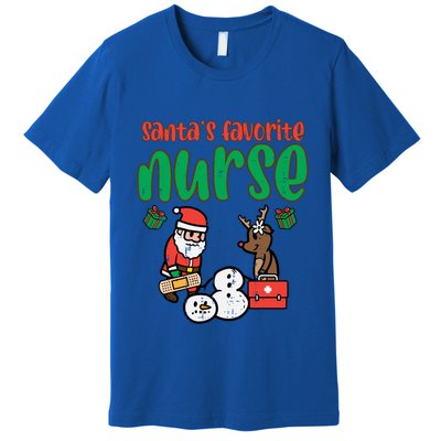 Santas Favorite Nurse Christmas Xmas Nursing Scrub Top Gift Premium T-Shirt
