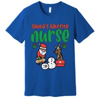 Santas Favorite Nurse Christmas Xmas Nursing Scrub Top Gift Premium T-Shirt