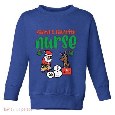 Santas Favorite Nurse Christmas Xmas Nursing Scrub Top Gift Toddler Sweatshirt