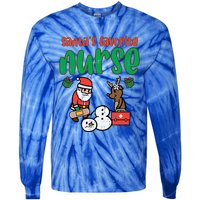 Santas Favorite Nurse Christmas Xmas Nursing Scrub Top Gift Tie-Dye Long Sleeve Shirt