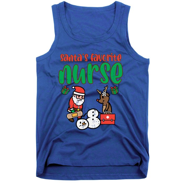 Santas Favorite Nurse Christmas Xmas Nursing Scrub Top Gift Tank Top