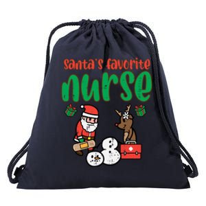 Santas Favorite Nurse Christmas Xmas Nursing Scrub Top Gift Drawstring Bag