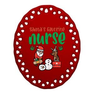 Santas Favorite Nurse Christmas Xmas Nursing Scrub Top Gift Ceramic Oval Ornament