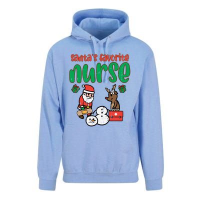 Santas Favorite Nurse Christmas Xmas Nursing Scrub Top Gift Unisex Surf Hoodie