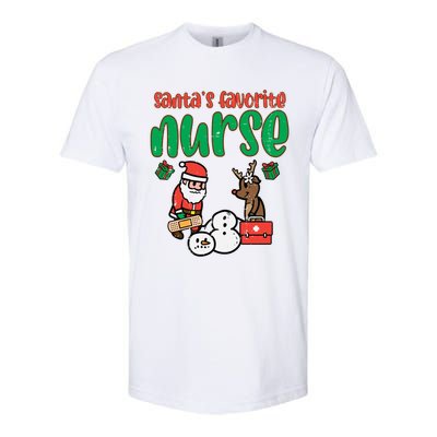 Santas Favorite Nurse Christmas Xmas Nursing Scrub Top Gift Softstyle CVC T-Shirt