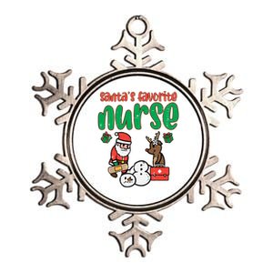 Santas Favorite Nurse Christmas Xmas Nursing Scrub Top Gift Metallic Star Ornament