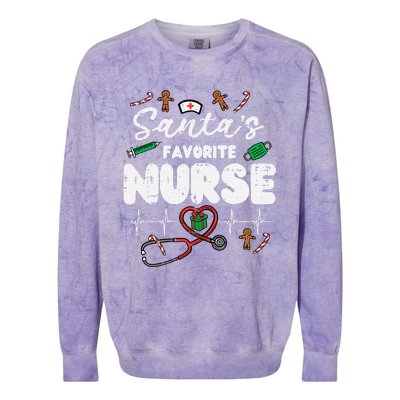 Santas Favorite Nurse Christmas Xmas Nursing Colorblast Crewneck Sweatshirt