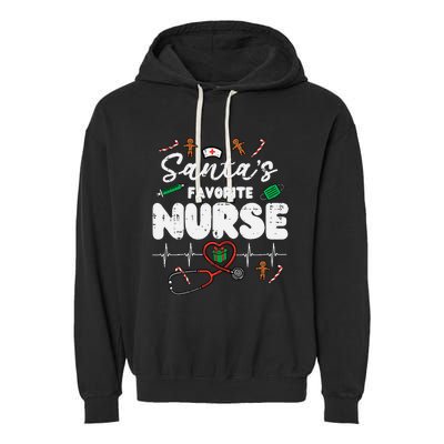 Santas Favorite Nurse Christmas Xmas Nursing Garment-Dyed Fleece Hoodie