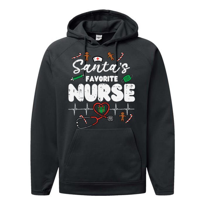 Santas Favorite Nurse Christmas Xmas Nursing Performance Fleece Hoodie