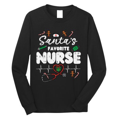 Santas Favorite Nurse Christmas Xmas Nursing Long Sleeve Shirt