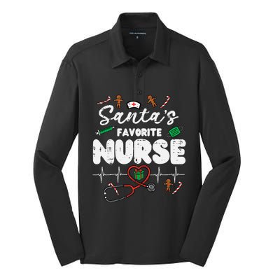 Santas Favorite Nurse Christmas Xmas Nursing Silk Touch Performance Long Sleeve Polo