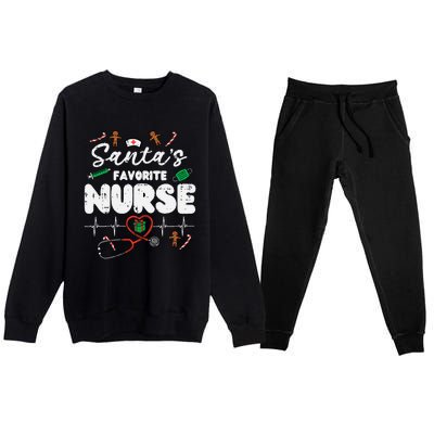 Santas Favorite Nurse Christmas Xmas Nursing Premium Crewneck Sweatsuit Set