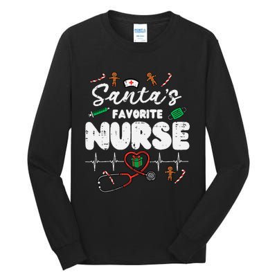 Santas Favorite Nurse Christmas Xmas Nursing Tall Long Sleeve T-Shirt