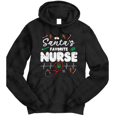 Santas Favorite Nurse Christmas Xmas Nursing Tie Dye Hoodie