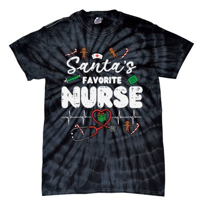 Santas Favorite Nurse Christmas Xmas Nursing Tie-Dye T-Shirt