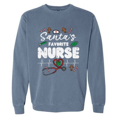 Santas Favorite Nurse Christmas Xmas Nursing Garment-Dyed Sweatshirt