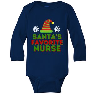 Santas Favorite Nurse Gift Baby Long Sleeve Bodysuit