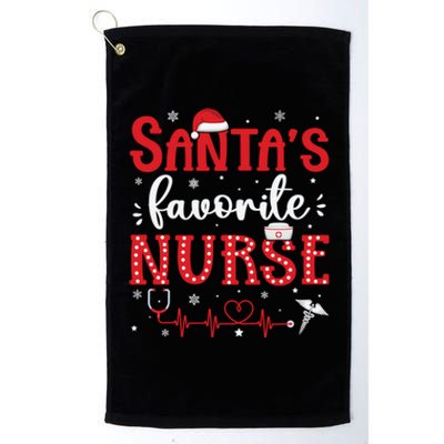 Santas Favorite Nurse Christmas Xmas Nursing Scrub Top Cool Gift Platinum Collection Golf Towel