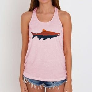 Salmon Fishing Nature Outdoor Hiking Camping Fisherman Gift Women's Knotted Racerback Tank