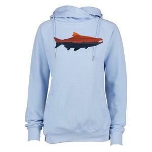 Salmon Fishing Nature Outdoor Hiking Camping Fisherman Gift Womens Funnel Neck Pullover Hood