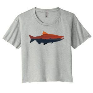 Salmon Fishing Nature Outdoor Hiking Camping Fisherman Gift Women's Crop Top Tee