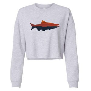 Salmon Fishing Nature Outdoor Hiking Camping Fisherman Gift Cropped Pullover Crew