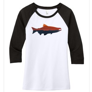 Salmon Fishing Nature Outdoor Hiking Camping Fisherman Gift Women's Tri-Blend 3/4-Sleeve Raglan Shirt