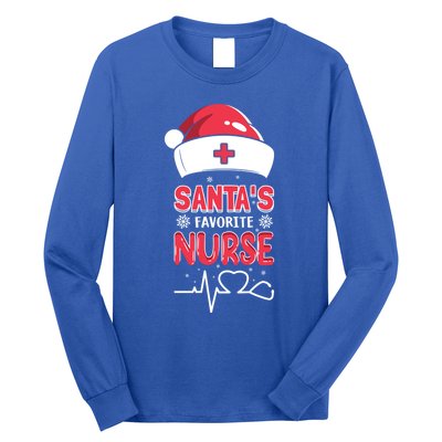 Santas Favorite Nurse Christmas Xmas Nursing Scrub Top Great Gift Long Sleeve Shirt