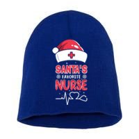 Santas Favorite Nurse Christmas Xmas Nursing Scrub Top Great Gift Short Acrylic Beanie