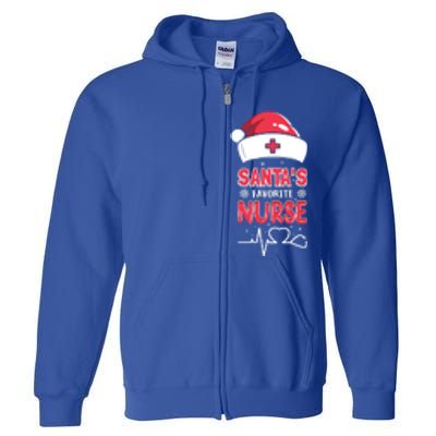 Santas Favorite Nurse Christmas Xmas Nursing Scrub Top Great Gift Full Zip Hoodie