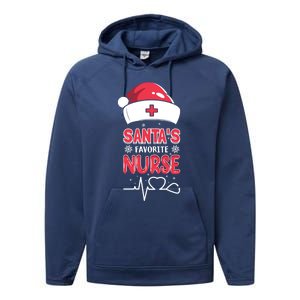 Santas Favorite Nurse Christmas Xmas Nursing Scrub Top Great Gift Performance Fleece Hoodie