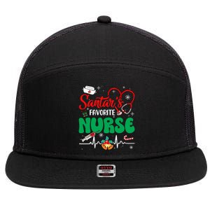 Santas Favorite Nurse Christmas Xmas Nursing Gift 7 Panel Mesh Trucker Snapback Hat