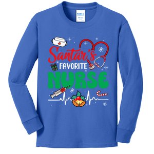 Santas Favorite Nurse Christmas Xmas Nursing Gift Kids Long Sleeve Shirt