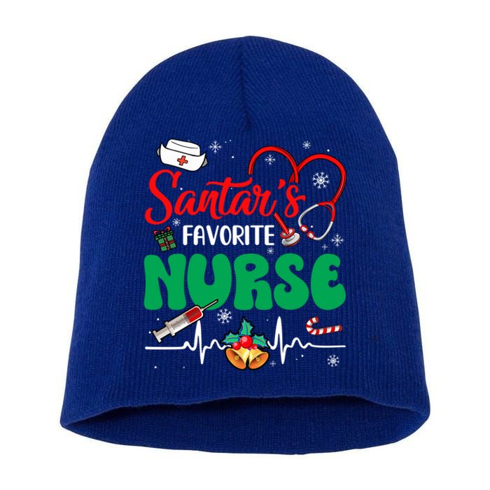 Santas Favorite Nurse Christmas Xmas Nursing Gift Short Acrylic Beanie