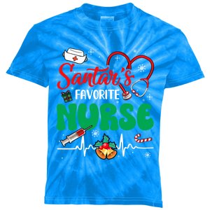 Santas Favorite Nurse Christmas Xmas Nursing Gift Kids Tie-Dye T-Shirt