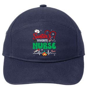 Santas Favorite Nurse Christmas Xmas Nursing Gift 7-Panel Snapback Hat