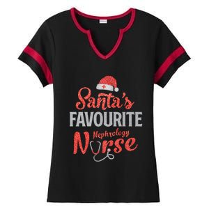 Santas Favorite Nephrology Nurse Christmas Nursing Xmas Gift Ladies Halftime Notch Neck Tee