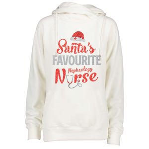 Santas Favorite Nephrology Nurse Christmas Nursing Xmas Gift Womens Funnel Neck Pullover Hood