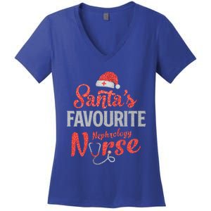 Santas Favorite Nephrology Nurse Christmas Nursing Xmas Gift Women's V-Neck T-Shirt